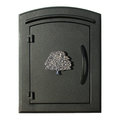 Qualarc Column Mount Mailbox w/"Decorative Oak Tree Logo", Black MAN-1404-BL